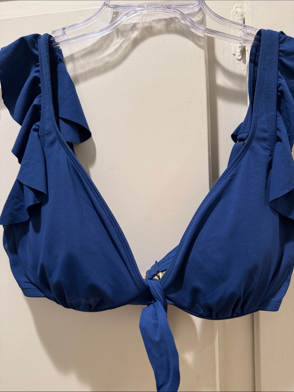 Bleu Rod Beattie Royal Blue Ruffled Tie-Front Bikini Top